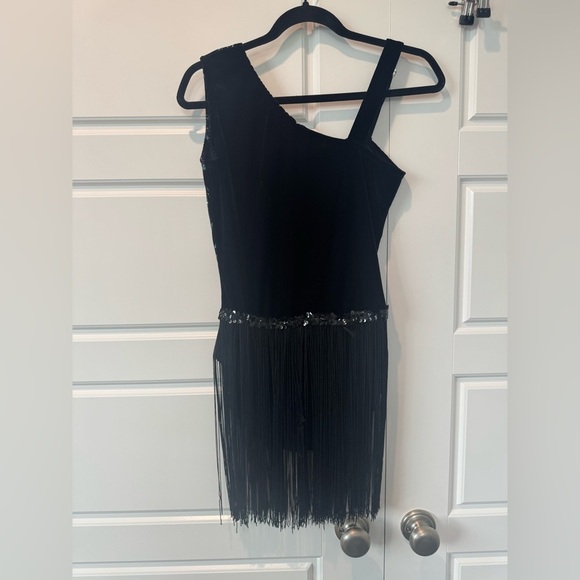 Dansco Dance Costume Black Velvet Blue Sparkle Tassel Skirt Womens Small Medium - Picture 6 of 9